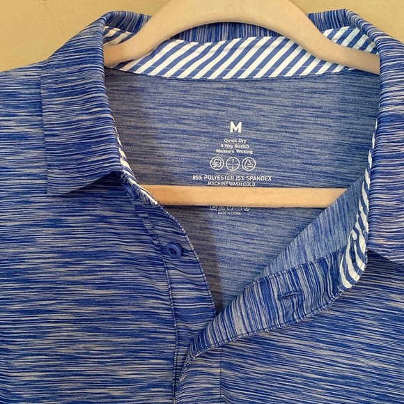 Men’s Quick Dry Blue Short Sleeve Polo Shirt Medium - Picture 2 of 4